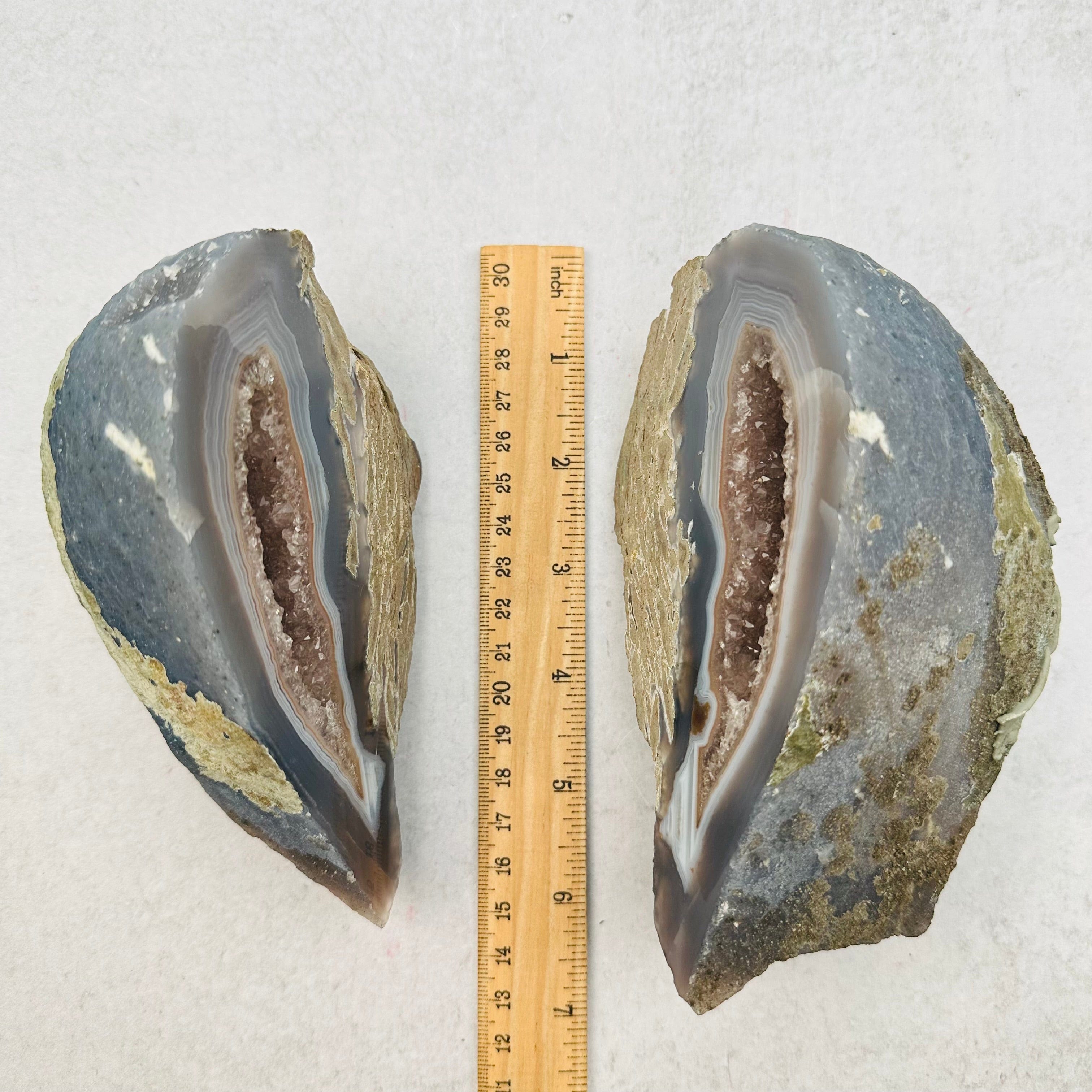 Agate Geode Crystal Pair