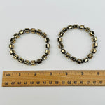 Coated Pyrite Cube Bead Bracelet - Crystal Jewelry -