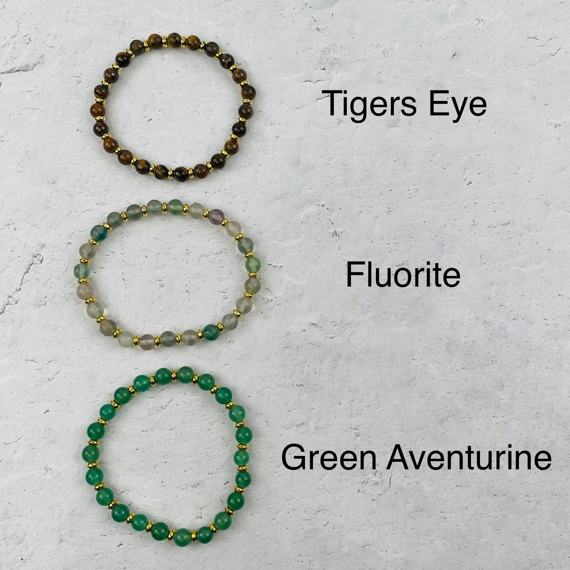 Gemstone Bracelets with Gold Spacers - 6mm