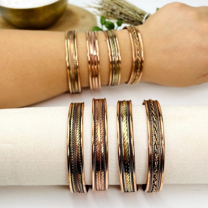 4 Piece Set Copper and Brass Bracelet Set