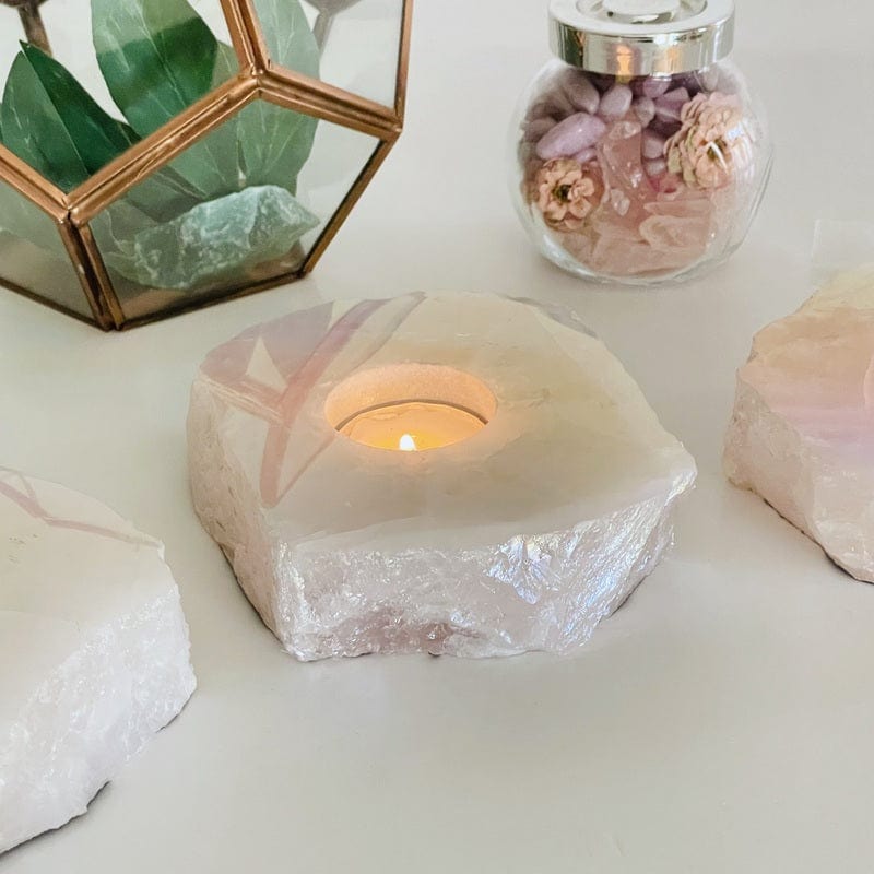 Angel Aura Rose Quartz Candle Holder