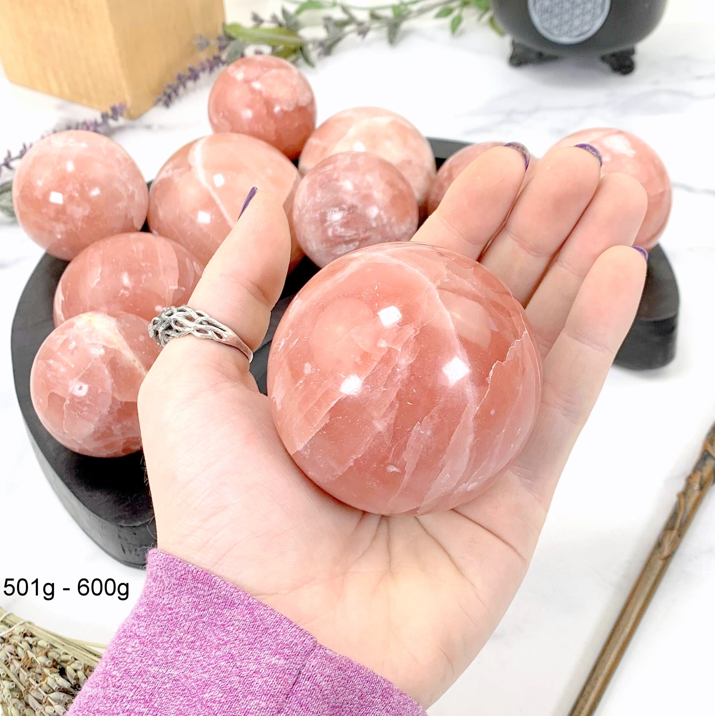 Rose Calcite Spheres - By Weight (SPHE-S3)