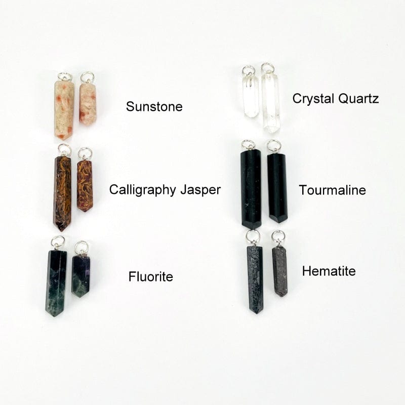 Gemstone Point Pendants with Silver Tone Circle Bail