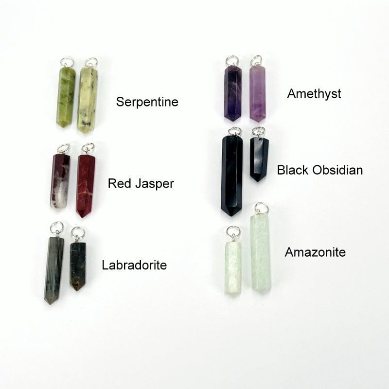 Gemstone Point Pendants with Silver Tone Circle Bail