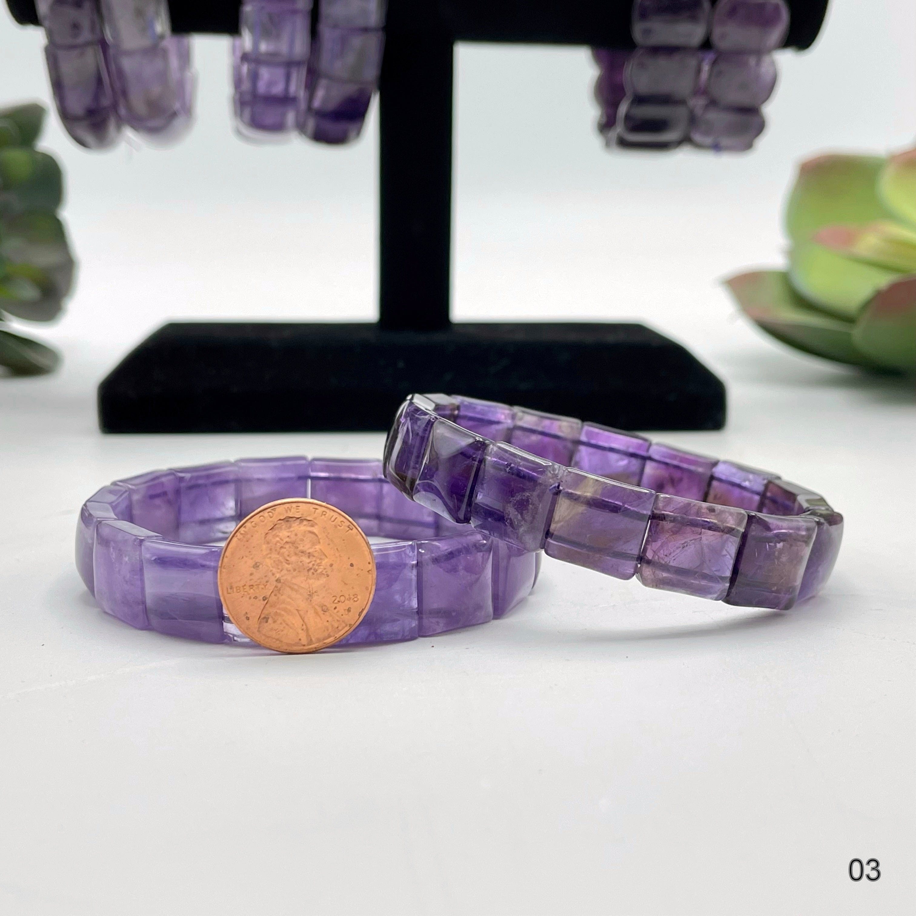 Amethyst Square Bead Bracelet