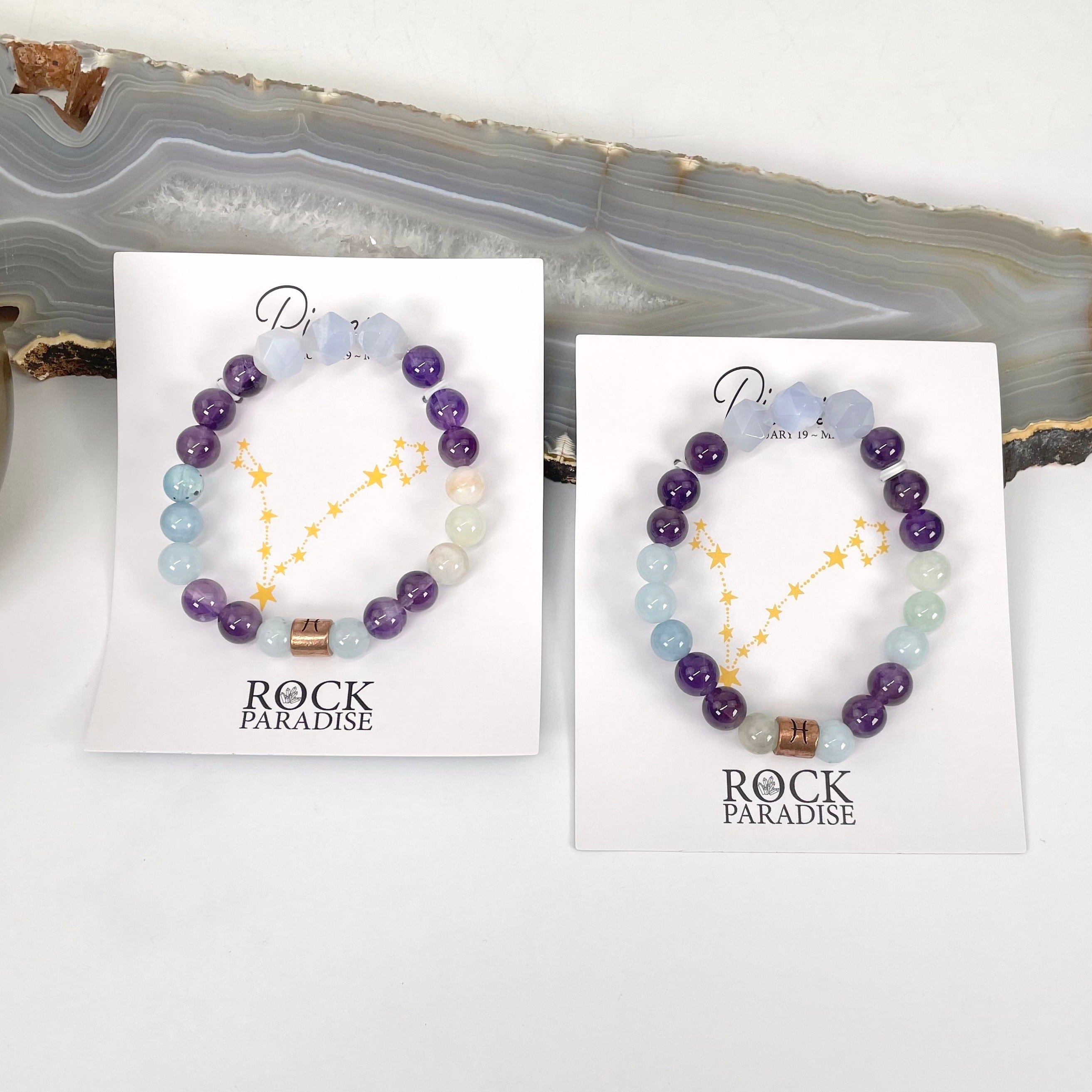 Pisces Zodiac Gemstone Crystal Stretch Bracelet