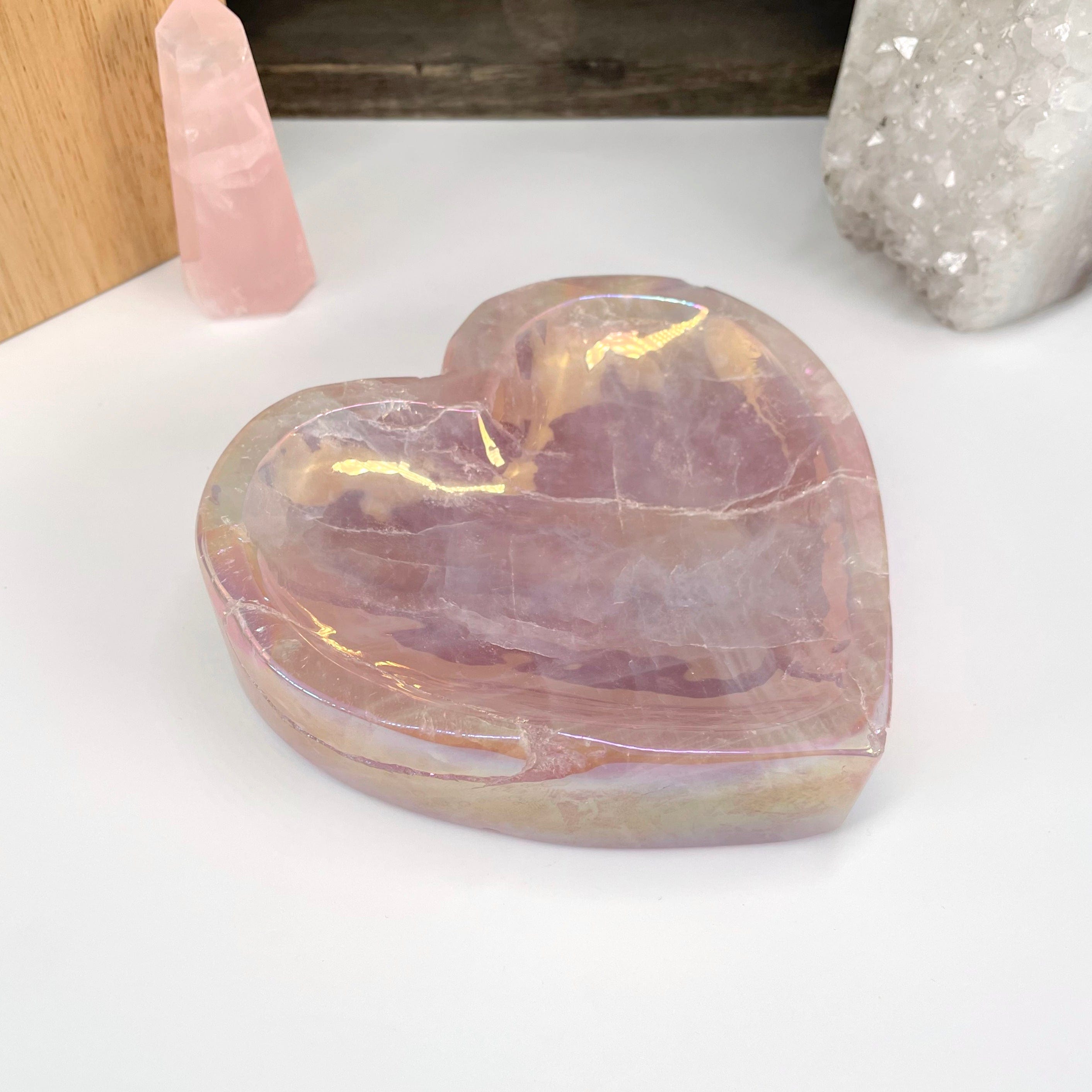 Angel Aura Rose Quartz Heart Bowl - OOAK