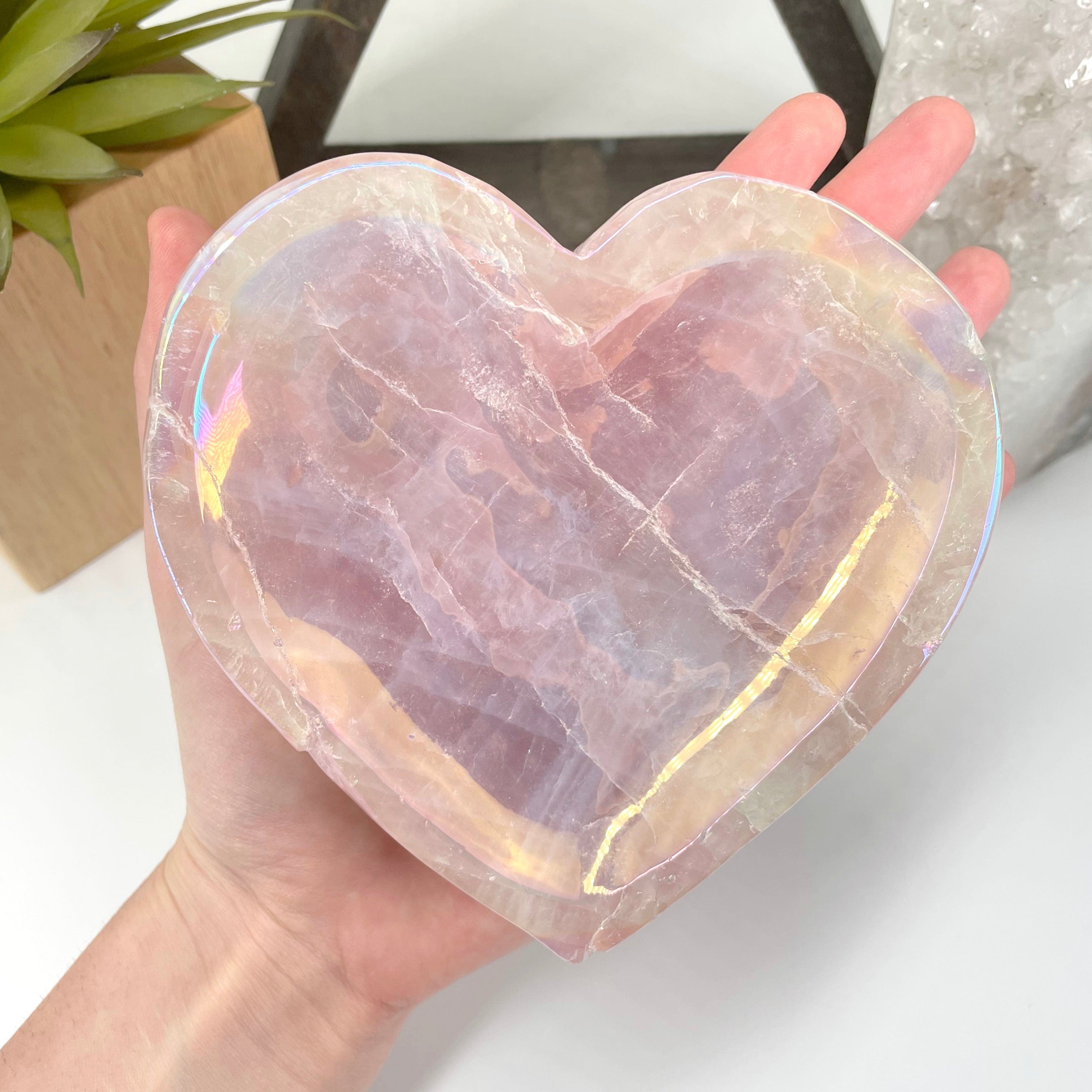 Angel Aura Rose Quartz Heart Bowl - OOAK