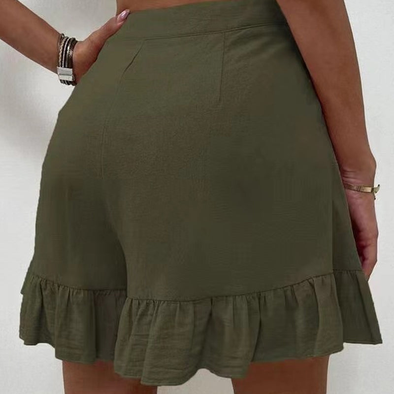 Women's High Waist Ruffle Shorts