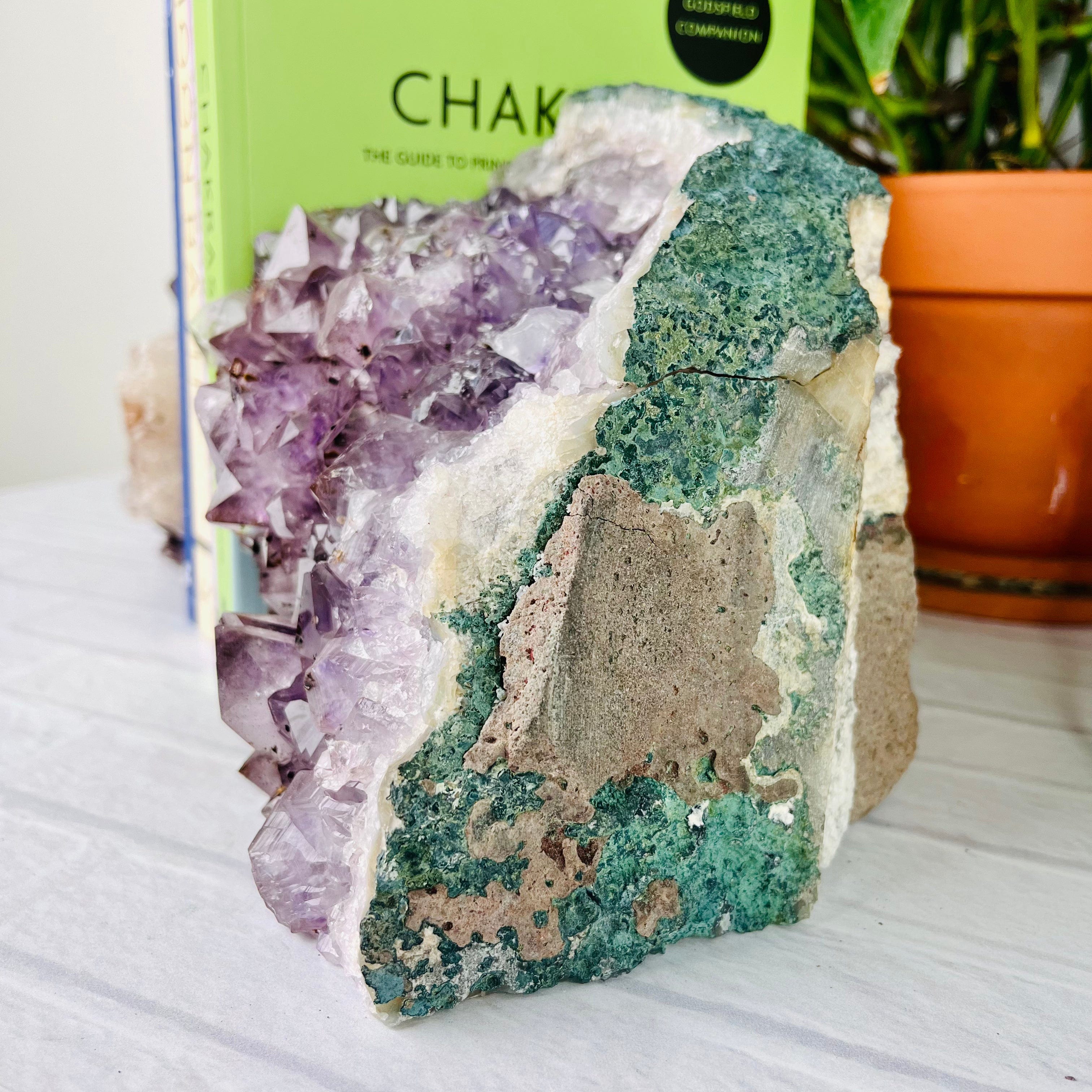 Amethyst Bookend Set with Calcite Cluster