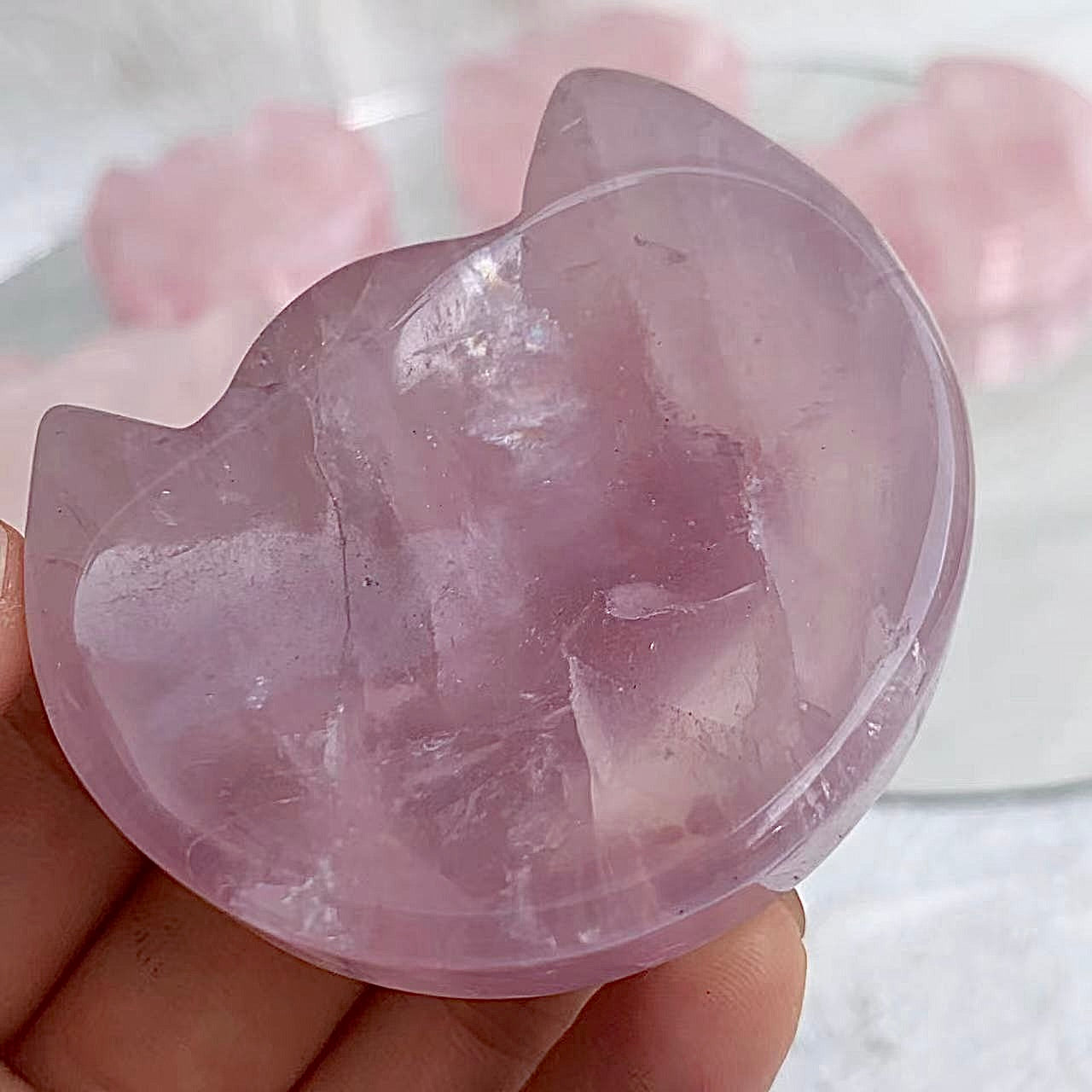 Rose Quartz Cat Face