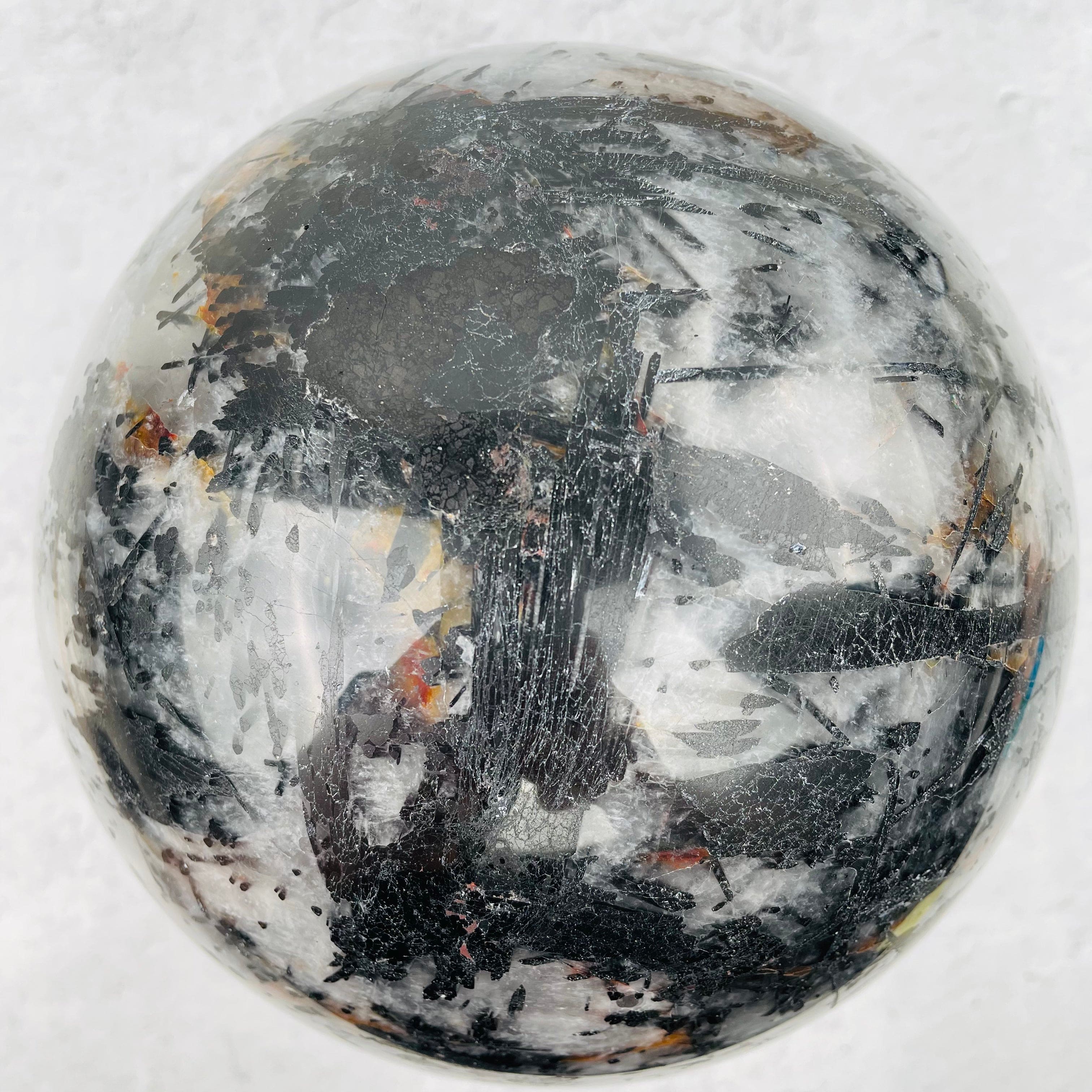 Black Tourmilated Quartz Sphere - OOAK - Collector Piece