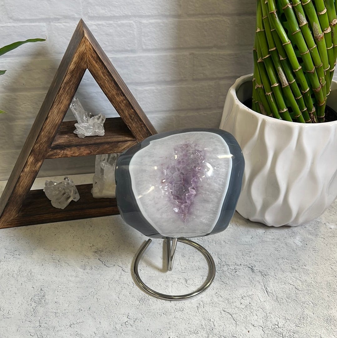 Amethyst and Agate on a Metal Stand - Crystal Home Decor