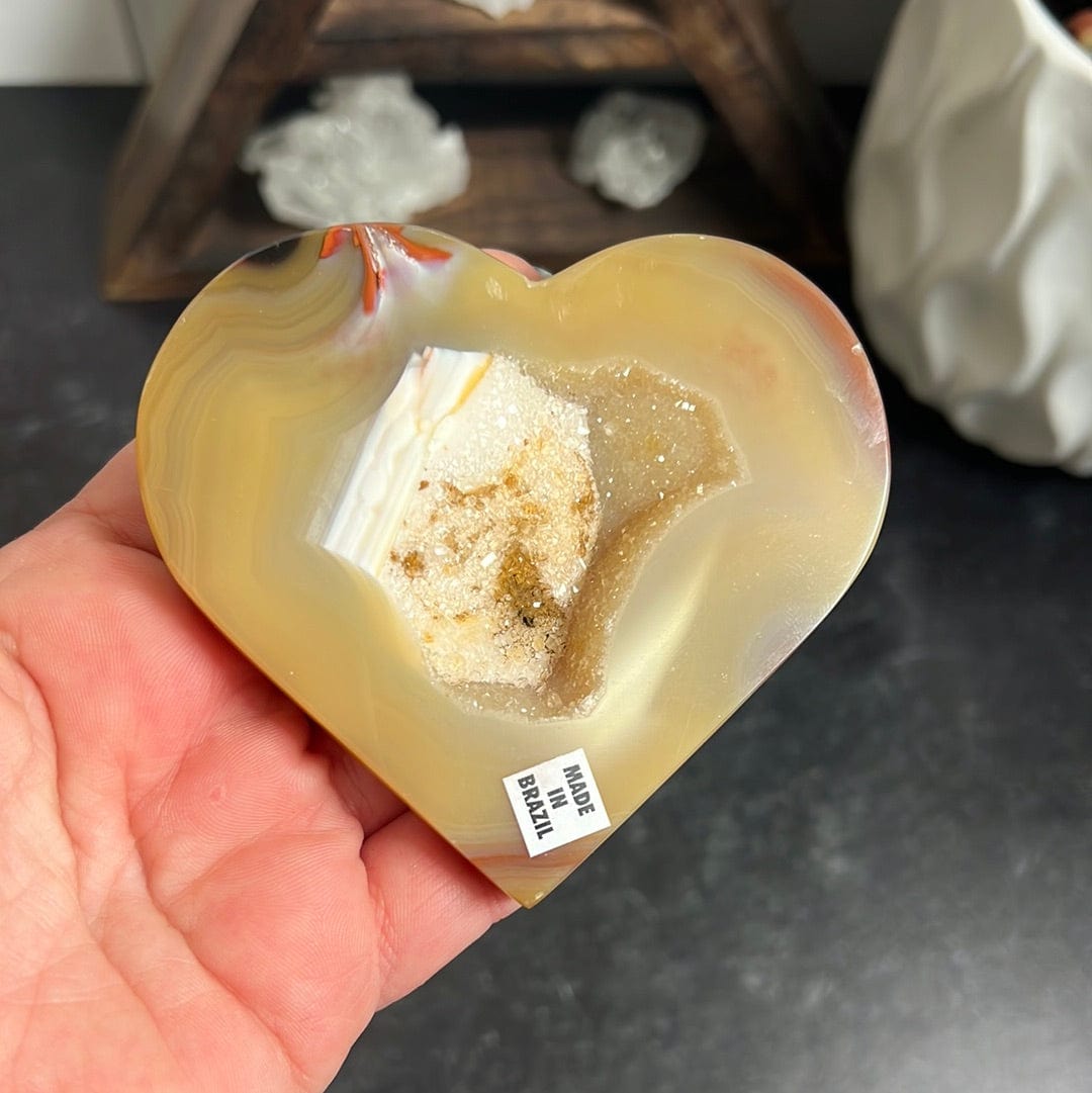 Agate Heart with Sugar Druzy