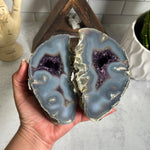 Agate and Amethyst Geode Pair