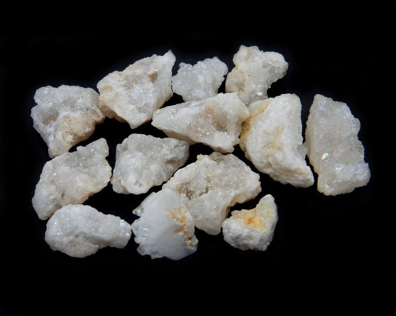 5pc Calcite Druzy Bead - White Calcite Druzy Top Side Drilled Bead